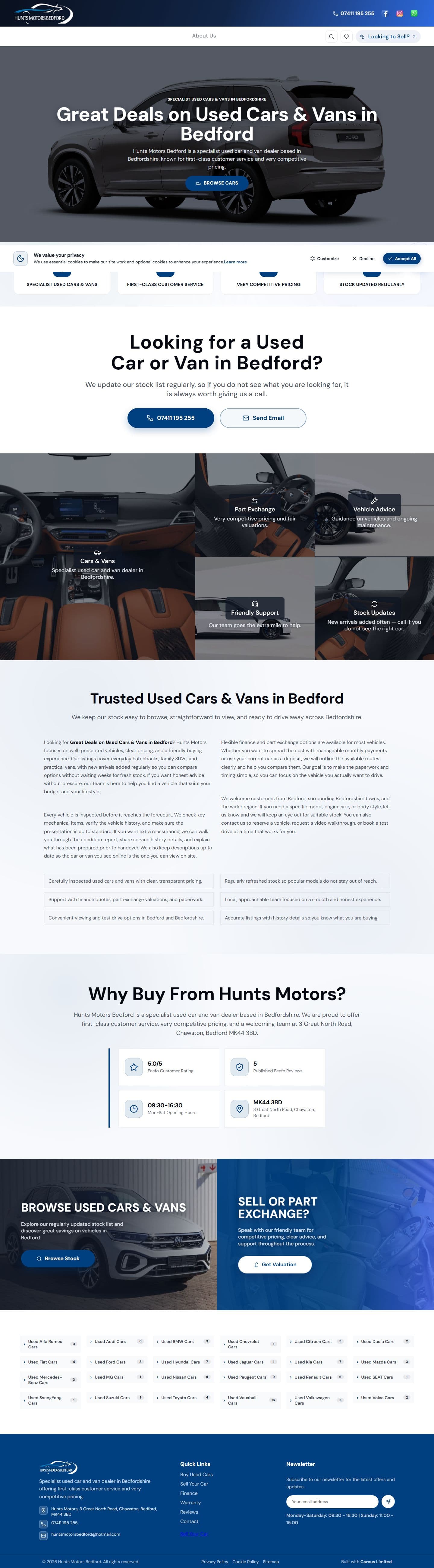 huntsmotors.co.uk — dealer website by Carous