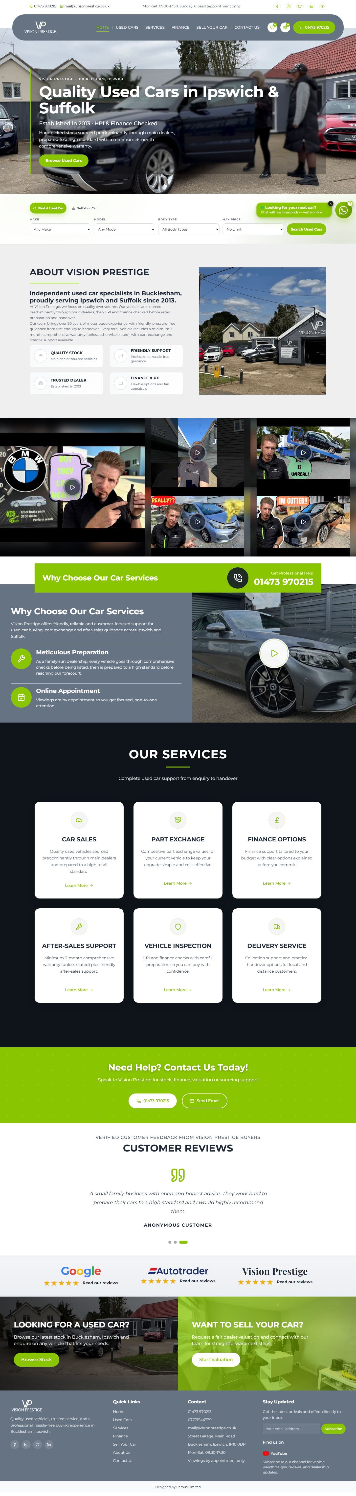 visionprestige.co.uk — dealer website by Carous